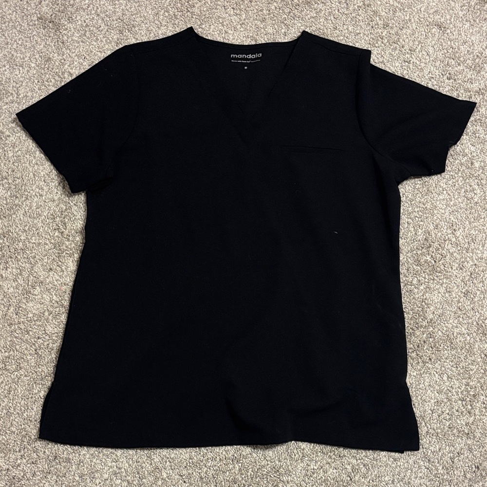 Women's Black V-Neck Scrub Top